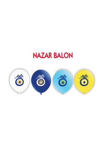 Vatan Balon Nazar Boncuğu Baskılı Beyaz 100 Lü Vt911 Çok Renkli