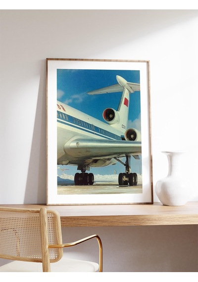 Pistte Duran Vintage Uçak Posteri Retro Havacılık Fotoğraf Baskısı Uçak Duvar Sanatı