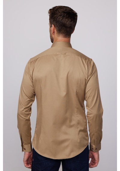 Tudors Slim Fit Uzun Kollu Likralı Düz Pamuk Saten Erkek Kahve Gömlek-19939 Kahverengi Tudors Slim Fit Uzun Kollu Likralı Düz Pamuk Saten Erkek Kahve Gömlek-19939 Kahverengi