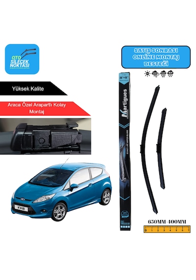 Ford Fiesta Vı 2008 Araca Özel Uyumlu Ön Cam Silecek Takımı 650mm-400mm