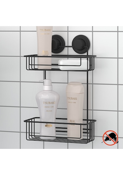 Teknotel Vakumlu Iki Katlı Banyo Rafı Mat Siyah Dm256 Siyah