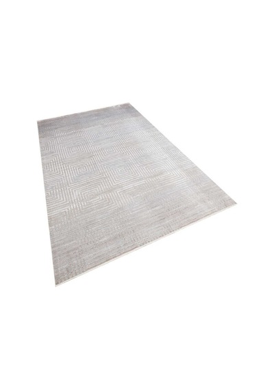 Lüks Viskon Kuvars Geometrik Eskitme 100 Tarak Halı Kv03 Gri