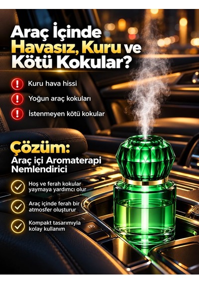 120ml Ultrasonik Aroma Difüzör 200mah Şarjlı Araç İçi Hava Nemlendirici Sessiz Oda Kokusu