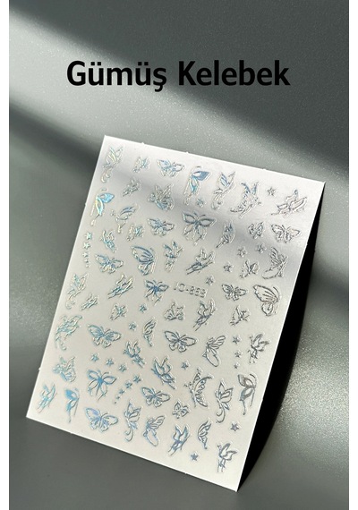 Nail Art Sticker Kendinden Yapışkanlı, Tırnak Süsleme, Tırnak Dövmesi Stikır 868 Gümüş-868