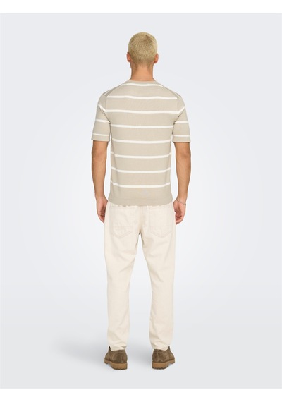 Only & Sons Onswyler Lıfe Reg 14 Ss Strıped Knıt Erkek Gri Kazak - Os22032764 Gri