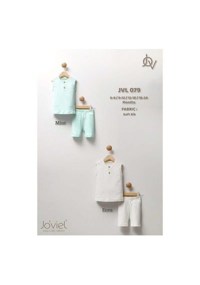 Joviel Baby & Kıds Soft Önden Düğme Detaylı Kalın Askılı Badi Tayt Takım Ekru Ekru