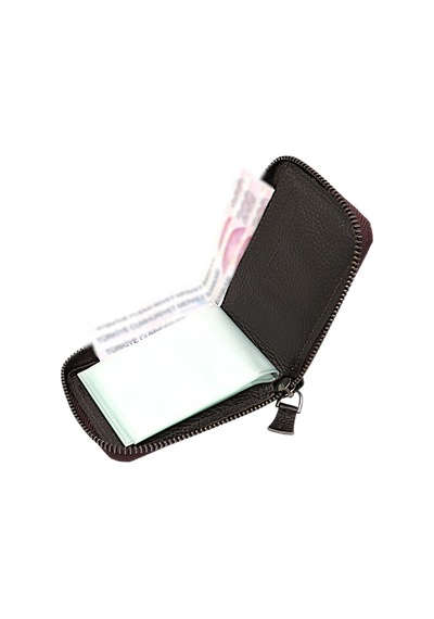 Westpolo Hakiki Deri Kağıt Para Ve Bol Şeffaf Kart Bölmeli, Fermuarlı Unisex Kartlık - 506kahverengi Kahverengi
