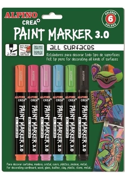 Alpino Crea+ Paint Marker 3.0 Tüm Yüzeyler için Boyama Markörü 6'lı