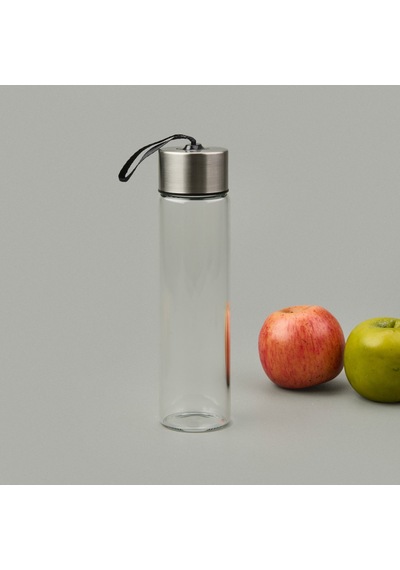 H2o Metal Kapaklı Cam Matara - Şeffaf / Gri - 450 Ml Çok Renkli