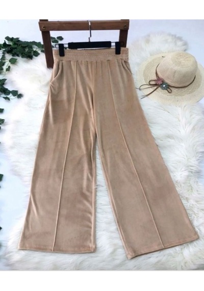 Lovie Moda Kadın Kadife Çımalı Eşofman Alt Bej