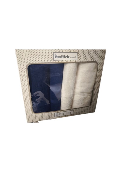 Branch Best Set Hamam Takımı 4 Parça Havlu Seti Krem-lacivert