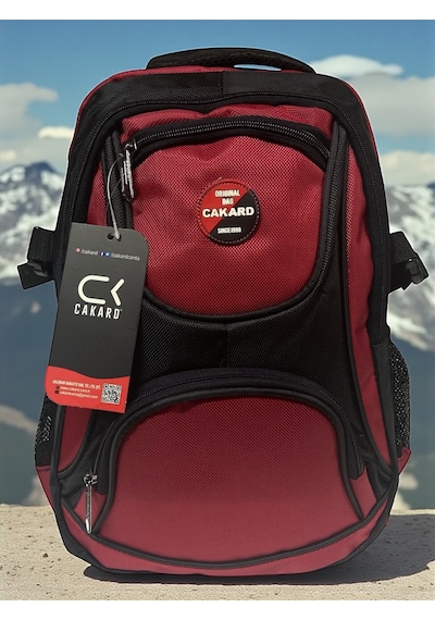 Cakard Büyük Su Geçirmeyen Kalın Kumaş Ortopedik Çok Bölmeli Okul Gezi Seyahat Kamp Sırt Çantası 32cmx47cm Kırmızı