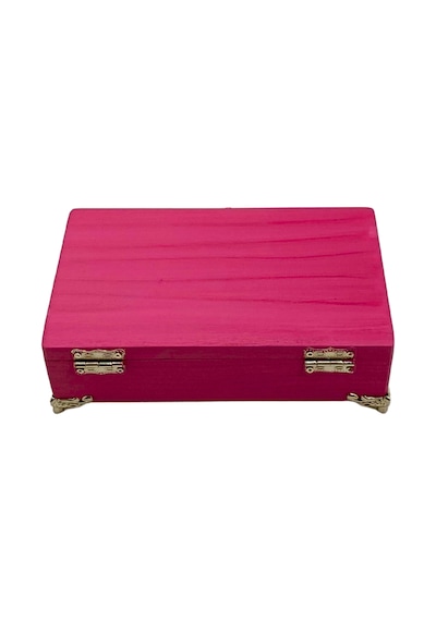 Doğal Ahşap Takı Kutusu Ahşap Saklama Kutusu Beyaz Çam Pembe Boy:20cm En:12cm Yük:6cm