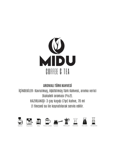 Midu Coffee & Tea Türk Kahvesi Kakuleli 500 G