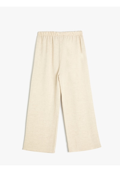 Koton Basic Pantolon İspanyol Paça Keten Karışımlı Bej 4skg40074aw Ekru