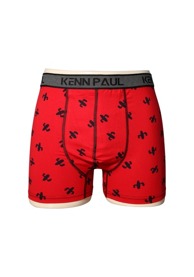 Kenn Paul Büyük Beden Boxer Nefes Alan Pamuk Kumaş Özgün Tasarım Siyah - Kırmızı - Kırmızı