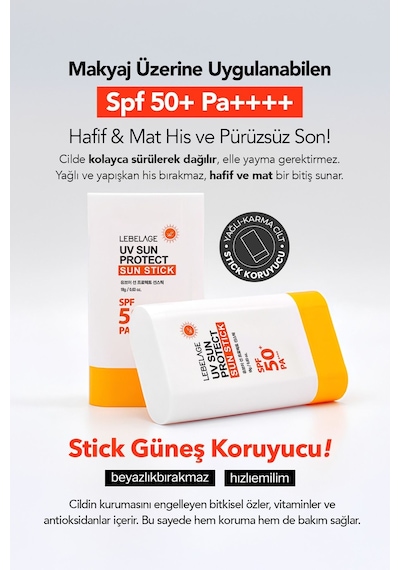 Lebelage Stick Formda Güneş Koruyucu Lebelage UV Sun Protect Sun Stick SPF 50+ PA ++++