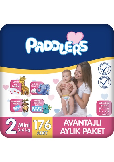 Bebek Bezi 2 Numara Mini (3-6 Kg) 176 Adet – Aylık Paket, Hassas Ciltlere Uygun