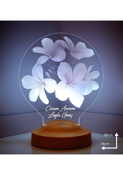 3D Led Lamba 3Boyutlu Canım Annem Plumeria Kişiye Özel Hediye