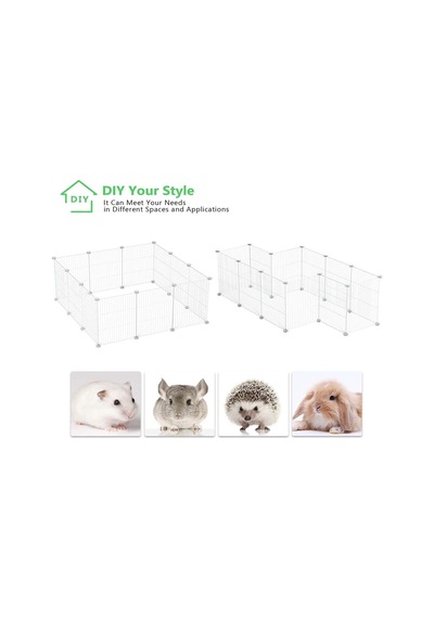 12 Panel Metal Beyaz Renk Evcil Küçük Hayvan Kedi Köpek Kuş Evi Kafesi Oyun Parkı