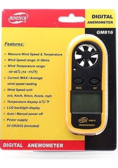 Benetech Gm816 Termometreli Hava Akım Ölçer Anemometre