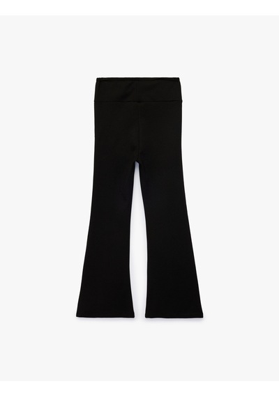 Koton Viskon Karışımlı Slim Fit İspanyol Paça Tayt Siyah 7wkg40172ak