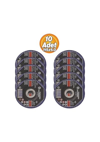 Metal Kesme Taşı 10 Adet 115x6x22mm Taşlama Dayanıklı Yüksek Performanslı Uzun Ömürlü Kesici Disk