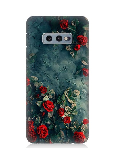 Samsung Galaxy S10e Uyumlu Kırmızı Güller Desenli Silikon Kılıf