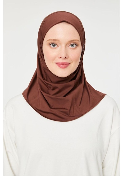 Melodi Scarf Kadın Tesettür Hijab Deniz Havuz Spor Uyumlu Bone Kahverengi Kahverengi