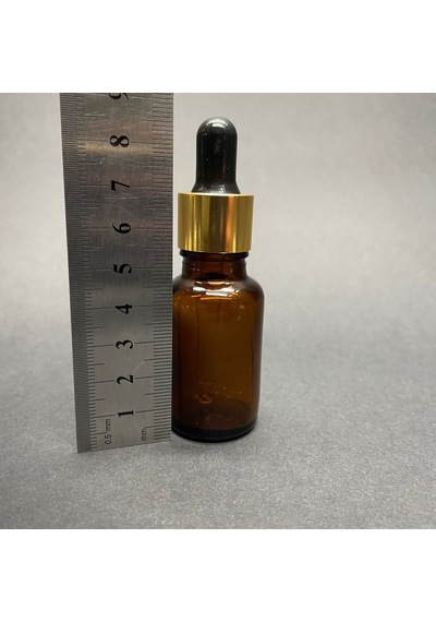 Amber Cam Damlalıklı Şişe Gold Metalik Kapak  15 ML