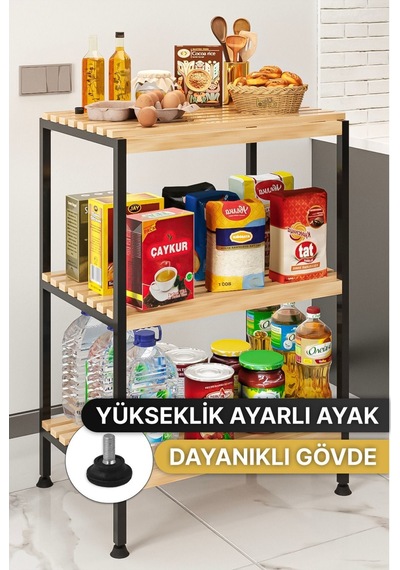 Çok Amaçlı Dolap Mutfak Bangosu Mikrodalga Fırın Rafı Sofra Servis Sunum Düzenleyici Organizer 3 Kat