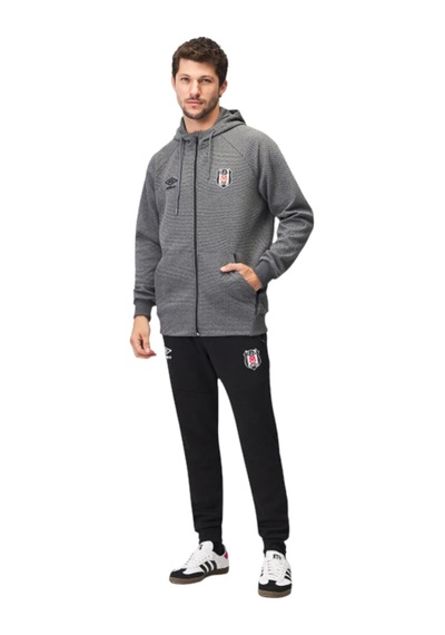 Beşiktaş Lisanslı Umbro Kapüşonlu Fermuarlı Sweatshirt Gri