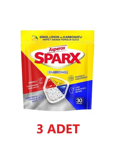 Asperox Sparx Bulaşık Makinesi Deterjanı 3 x 30 Tablet