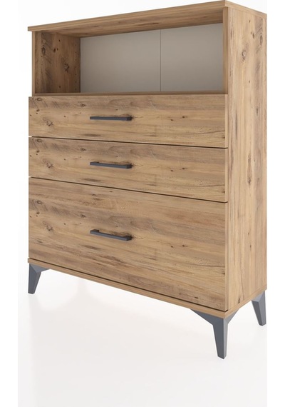 Arges Şifonyer Tek Raflı 3 Çekmeceli 88x30x106 Çam-çam Çam