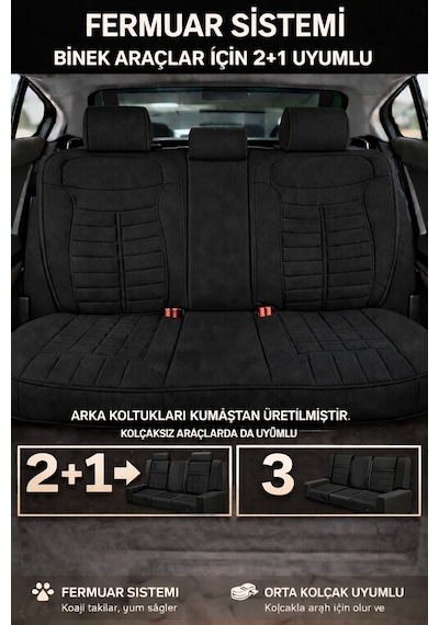 Volkswagen Golf 2003 Ve Sonrası Uyumlu Mira Serisi Siyah 5'li Oto Koltuk Minderi