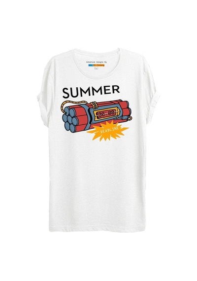 Noıssey Sarı Etiket Navan Yaz Temalı Baskılı T-shirt - W Co20210003w Beyaz