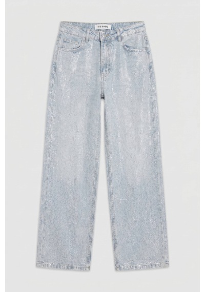 Kadın Ice T-4s6-3 Straight Fit Parlak Taşlı Özel Tasarım Denim Jean Ice Kot