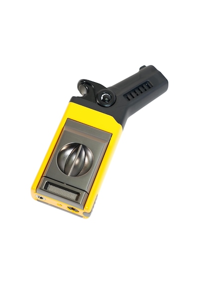 Cohiba Tek Torch Pürmüz Dahili S-v Cut & İğneli Sarı Siyah Metal Puro Çakmağı - Tr9527