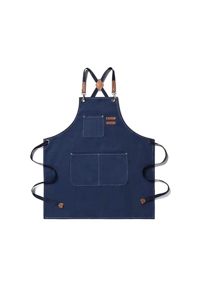Valkyrie Unisex Kanvas Mutfak Önlüğü Ayarlanabilir Askılı Cepli Barista Garson Servis Önlüğü Lacivert