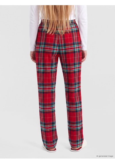 Lcw Dream Lacivert Ekose Desenli Kadın Polar Pijama Alt