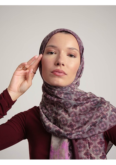 Ayshara Suyolu Etnik Desenli Çift Taraflı Şal - Bordo