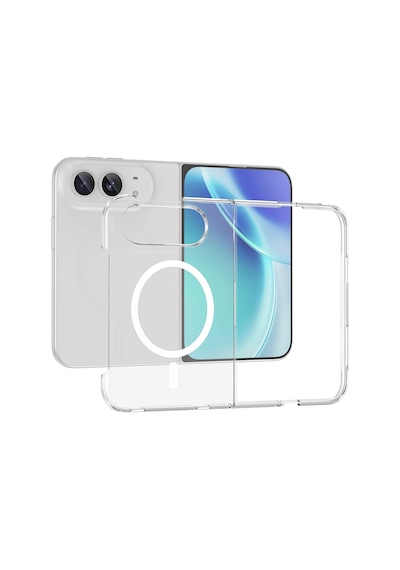 Apple iPhone Uyumlu Duo Fold Kamera Korumalı M-safe Şarj Özellikli Şeffaf Zore London Sert Pc Kapak