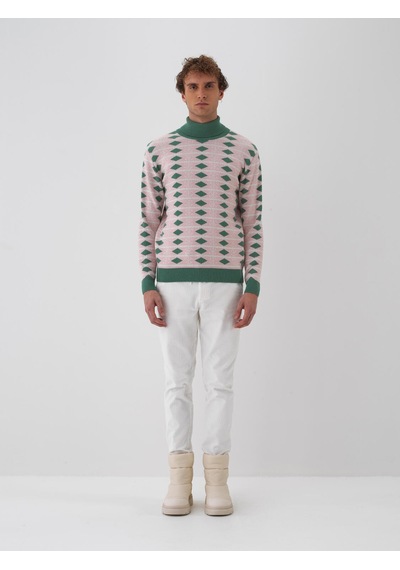 Xint Pembe Regular Fit Balıkçı Yaka Yünlü Kazak 801823