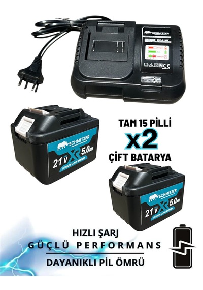 Schmıtzer Sch-9502tu Pro 21v 15 Pilli Çift Akülü Kömürsüz Darbeli Vidalama 650 Nm Somun Sıkma Sökme Matkap