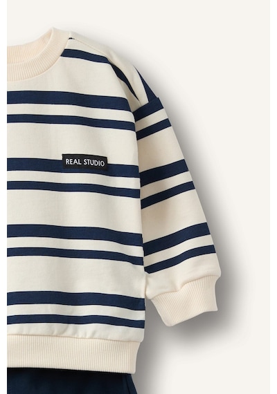 Defacto Çizgili Bisiklet Yaka Sweatshirt Üst Lastikli Paça Alt 2li Takım Erkek Bebek I0235a526aunv256 Lacivert-nv256