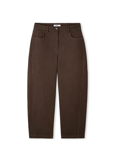 İpekyol Dokulu Barrel Fit Kahverengi Kadın Pantolon Iw6260003203