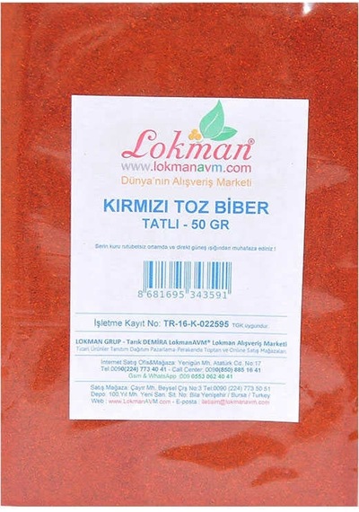 Kırmızı Toz Biber Tatlı Renk Biberi 50 Gr Paket