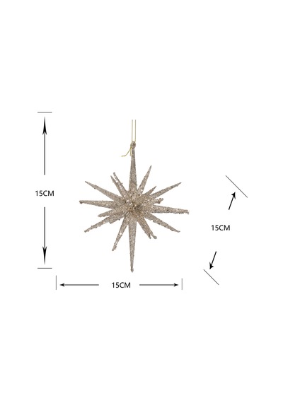 Karaca Home New Year Yılbaşı Glitter Star 3 Adet Ağaç Süsü Seti Gold 15x15x15 Cm