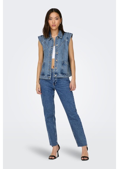 Only Onlkennedy Sl Waistcoat Kadın Denim Yelek Acı Kahverengi