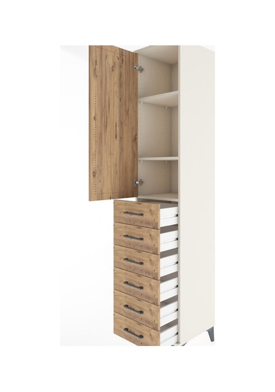 Hyperion Dolap 3 Raflı 6 Çekmeceli Tek Kapaklı 44x44x221 Aytaşı-çam Aytası